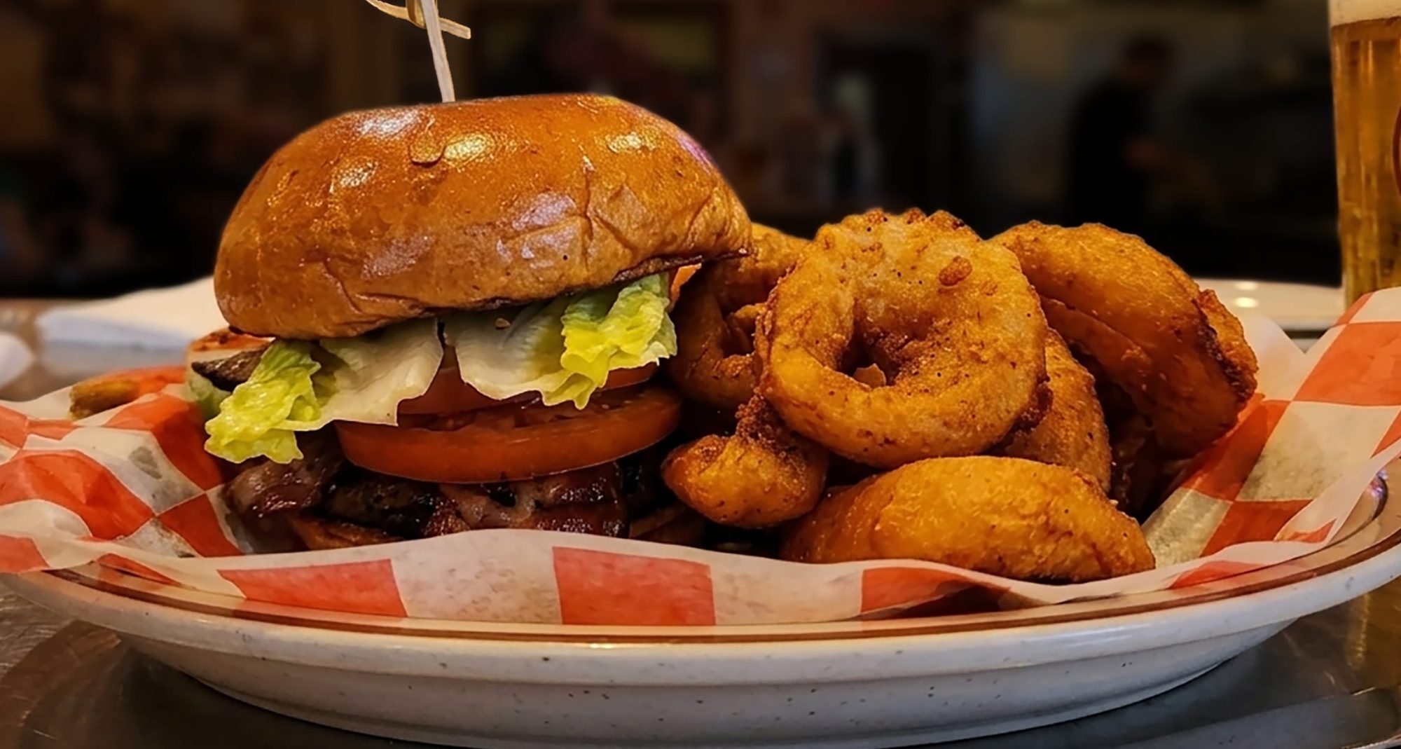 Chips Place Hamburger and Onion Rings